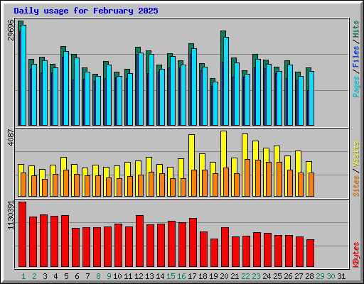 Daily usage for February 2025