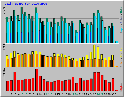 Daily usage for July 2025