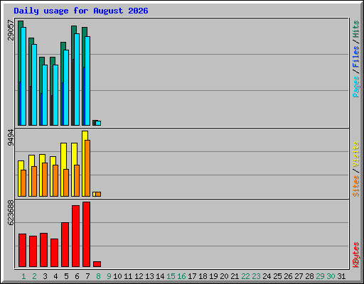 Daily usage for August 2026
